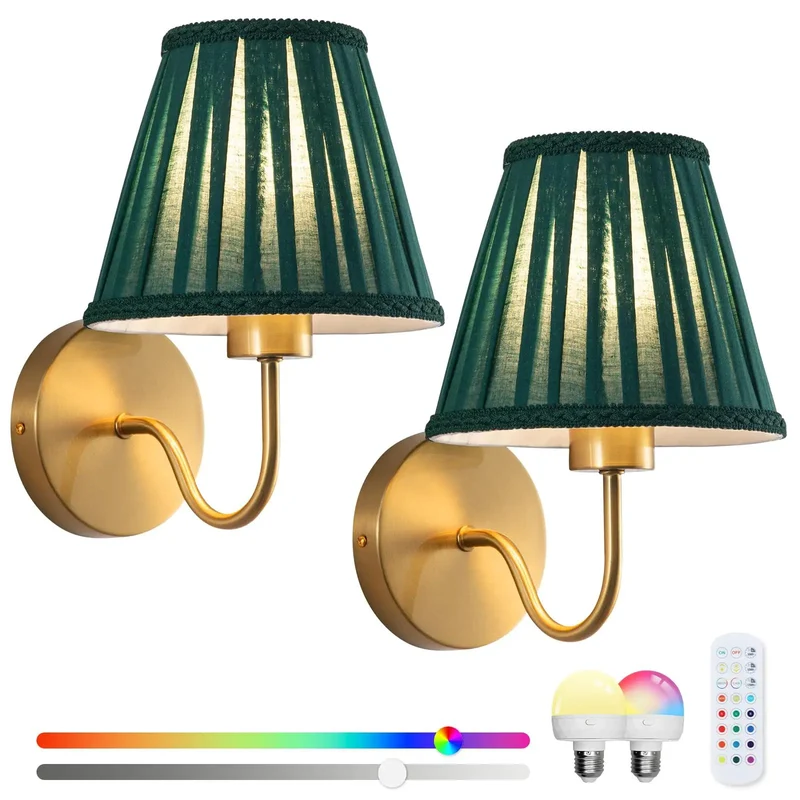 A List Rattan Wall Sconces Set Of Two Battery Operated Wireless Lighting RGB Rechargeable Dimmable Gold Accent Vintage Home Decor For Bedroom Living Room Hallway Smooth Remote Operation Daily Go To Choice