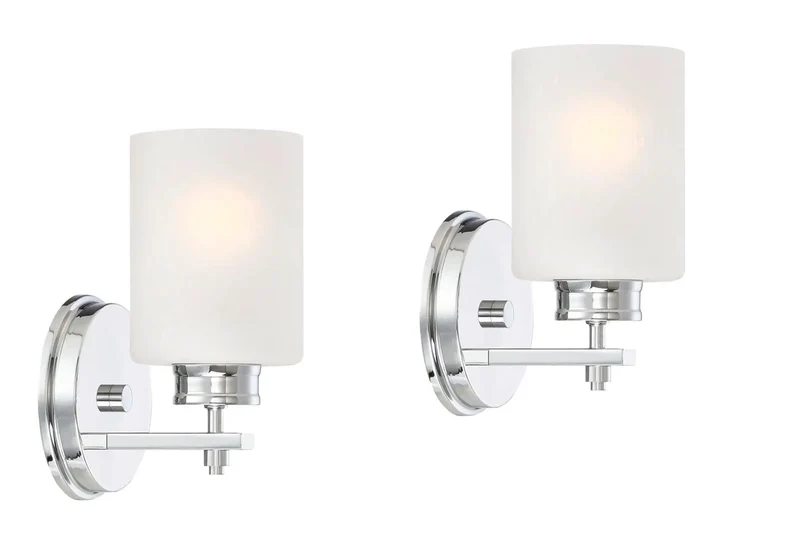 Top Shelf Eight Inch Modern Industrial Wall Sconces With Polished Chrome Finish And Frosted Seeded Glass Bubble Shades To Level Up Your Powder Room Or Vanity Setup Pack Of Two