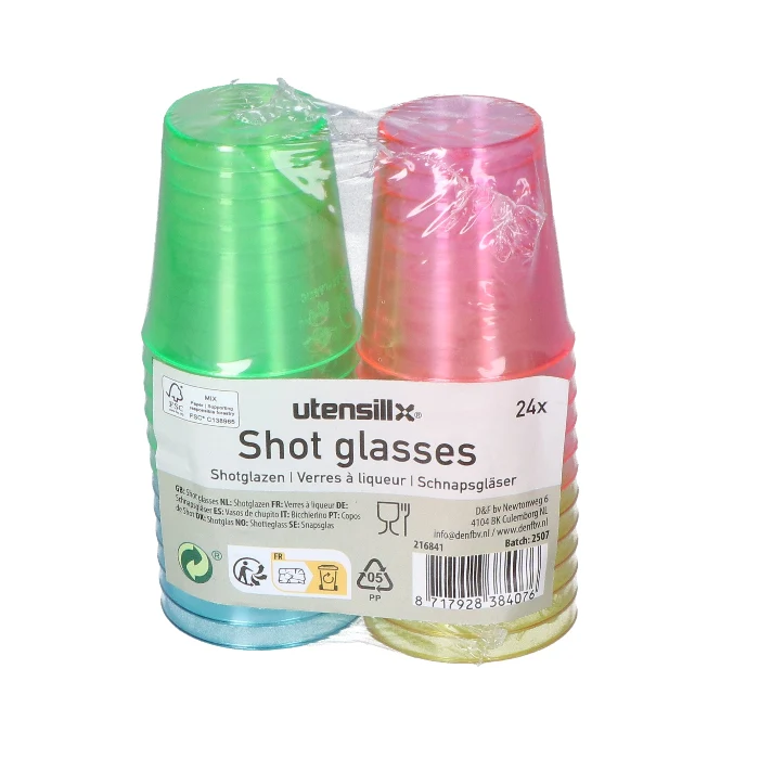 Shotglazen gekleurd 20 ml - 24 stuks