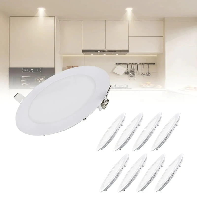 Super Slick 8 Inch IC Rated LED Recessed Light, 18W 1260 LM Flat Panel Downlight With Dead Simple Canless Setup, Adjustable 3000K To 6000K Bright Output, Total Breeze Install Featuring Crisp White Trim