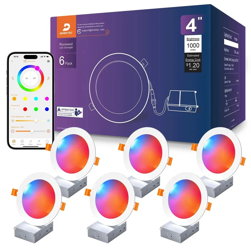 4 Inch Smart Recessed Leds Alexa Compatible Voice Controlled Dimmable Ceiling Lights Color Shifting Slick Setup For Modern Homes And Chill Evening Ambience Vibes All Around
