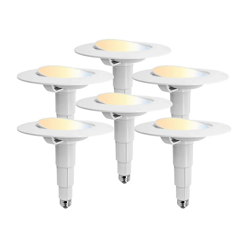 Six Pack 5 And 6 Inch CCT LED Gimbal Recessed Swivel Lights Perfect For Wall Accenting And Decor No Fuss Setup Top Tier Finish Makes Any Living Room Look Crisp
