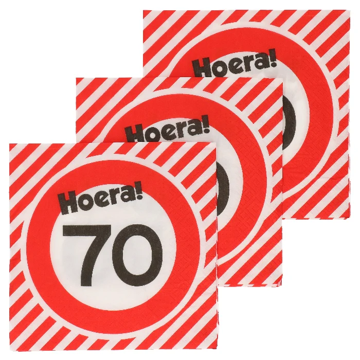 Servetten 70 jaar verkeersbord 33x33 cm - 20 stuks