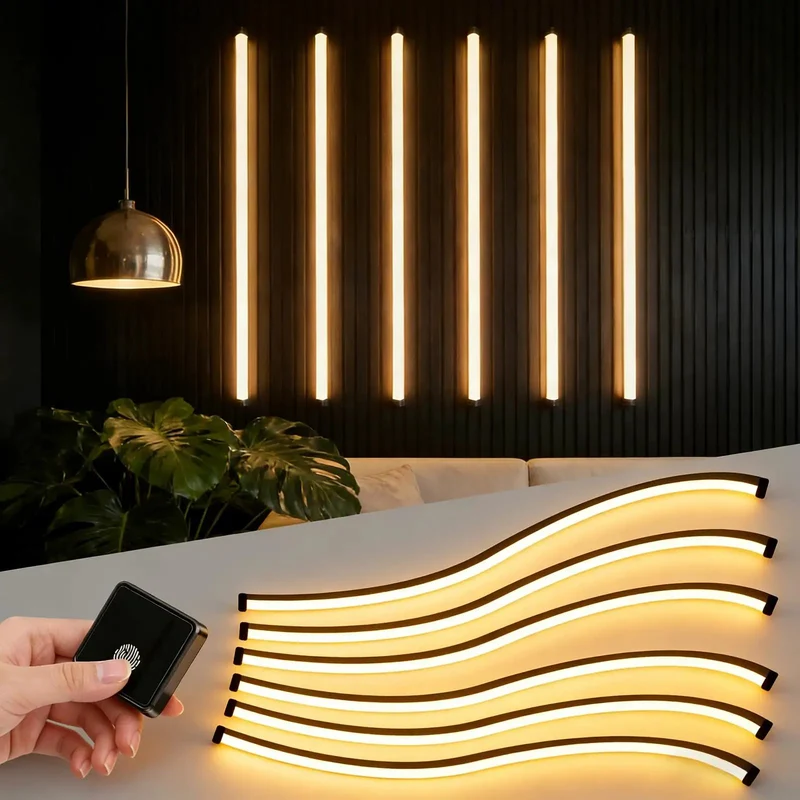 6 Pcs LED Recessed Lighting Kit 39 Inch Dimmable 3000K Warm White Strips With Responsive Touch Switch For Wood Acoustic Slat Walls WPC Decor To Get The Place Lit Right Now