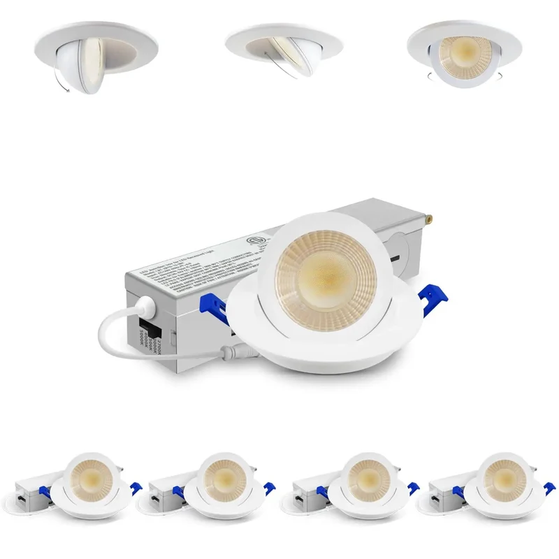 Heavy Duty 2 Inch LED Gimbal Recessed Lights 4 Pack Slick Adjustable Ceiling Spots With 5CCT Color Shuffle Top Shelf 550 Lumen Bright Zero Hustle Retrofit Canless Mount For Everyday Spaces