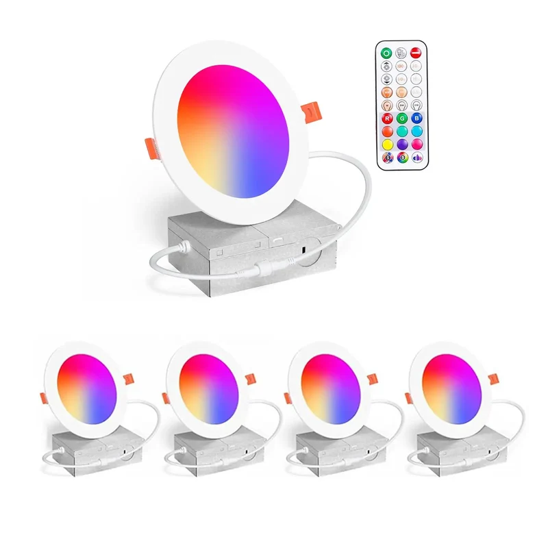 Sick 4 Inch RGBCW Color Changing LED Recessed Lighting Downlights With Junction Box Canless Ceiling Fixtures Dimmable By Remote Control Delivers Dual Memory Plus Timer To Bring Chill Vibes To Any Space Badass Build 4 Pack