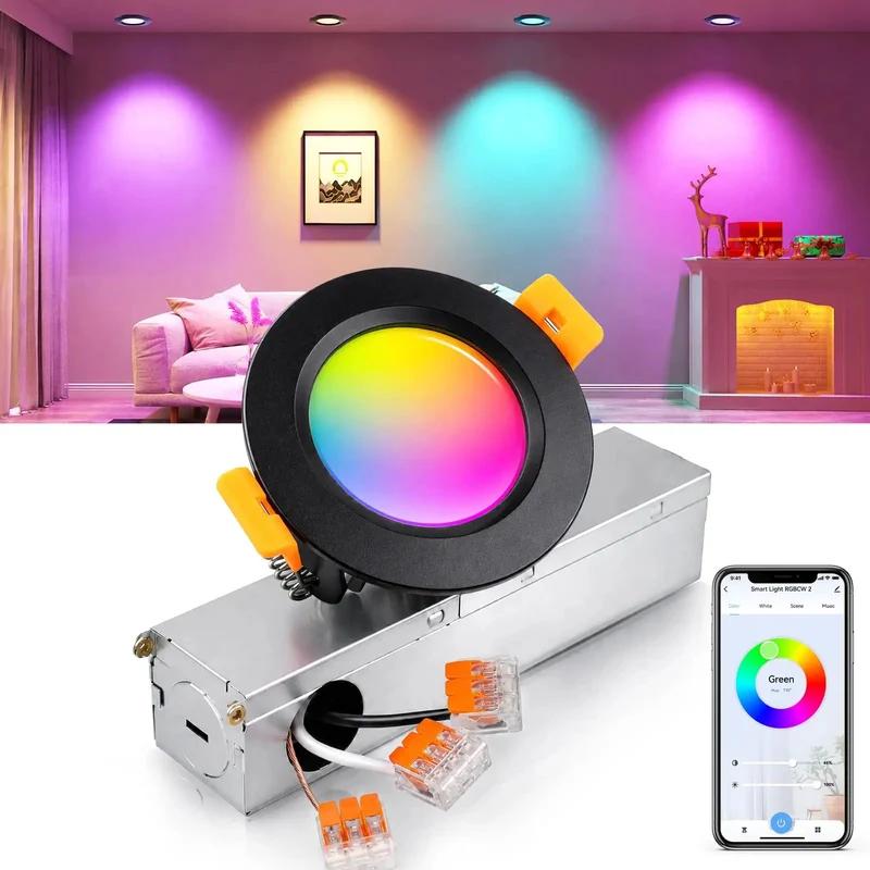 2 Inch Smart Recessed Led Downlight With Wifi Voice Control For Easy Peasy Setup Featuring Smooth Dimming And CRI80 Topshelf Brightness Add Chill Vibes To Any Room With Tuneable White Cct And Vibrant Rgb Colors