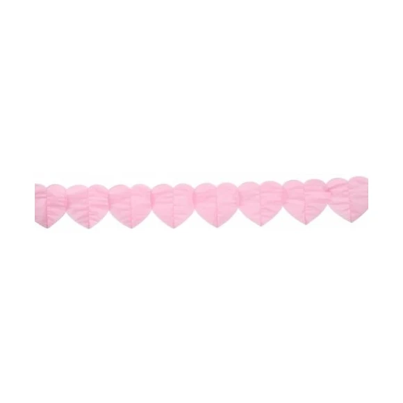 Papieren slinger Hartjes Roze - 6 meter