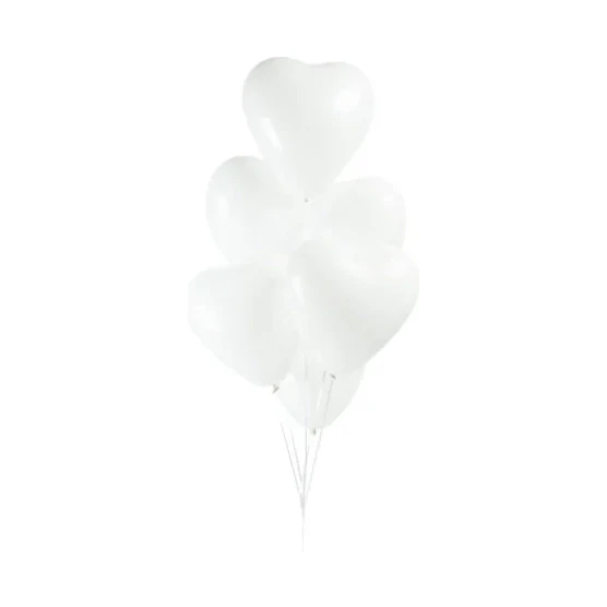 Ballonnen Hartvorm Wit - 6 stuks - 30cm