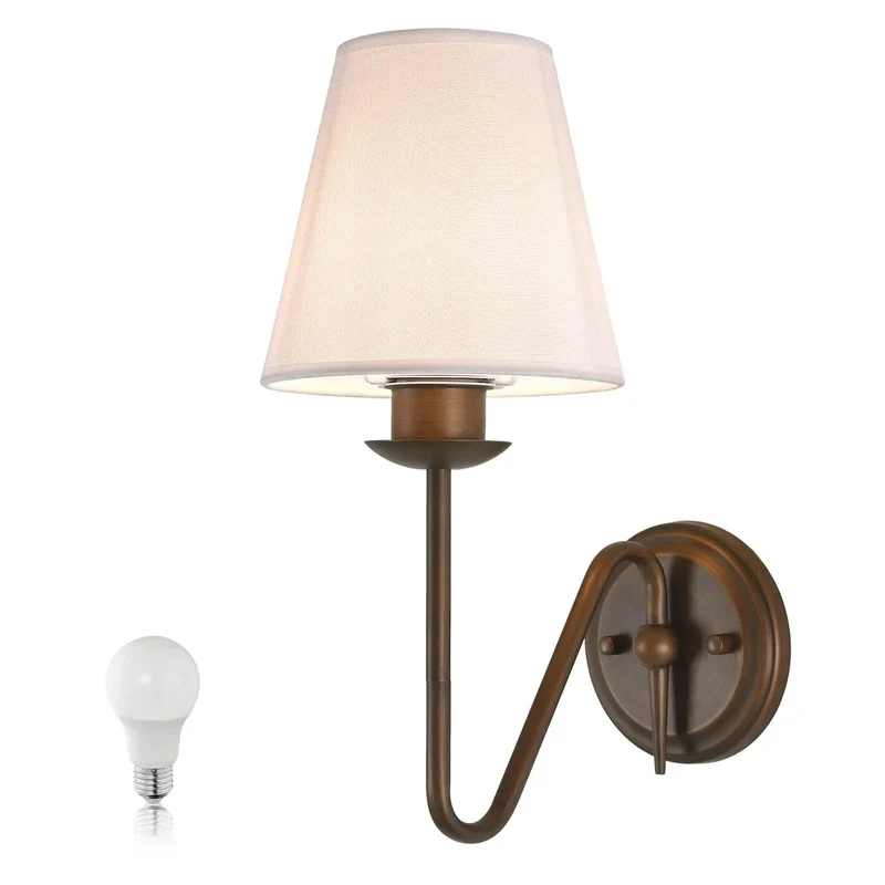 Totally Sleek Vintage Wall Sconces With Handmade Linen Fabric Shades Featuring Rock Solid Bronze Rust Resistant Arms And Easy E26 Bulb Swap For Bathroom Or Kitchen Makeovers