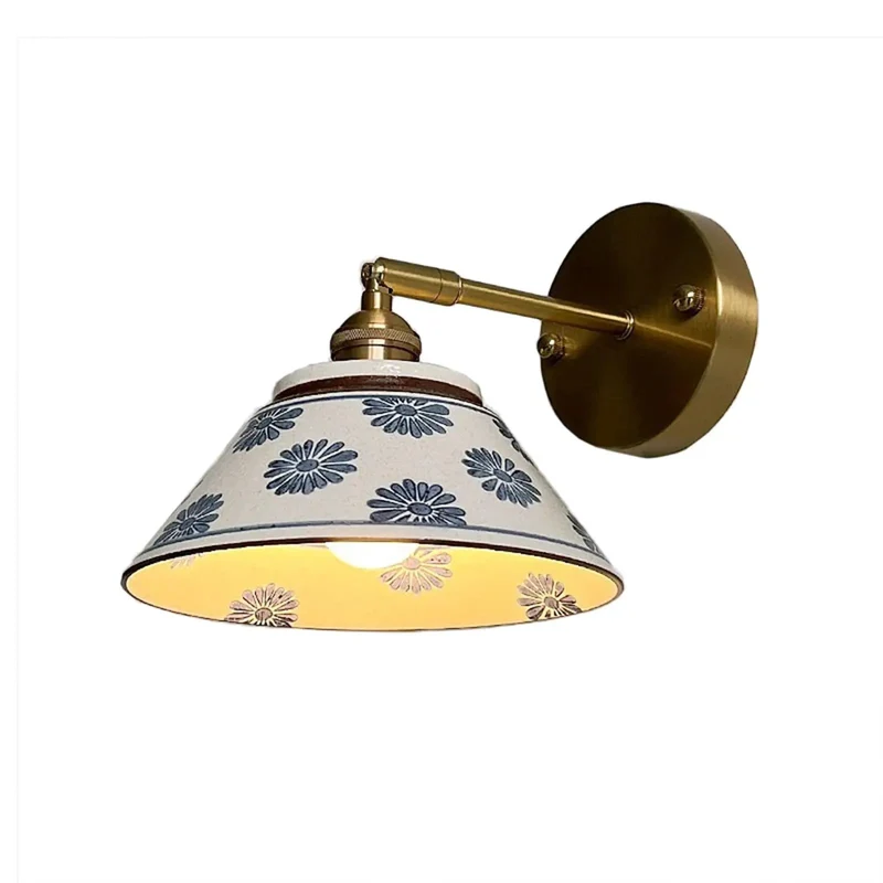 Slick Adjustable Swing Arm Wall Sconce Featuring Vintage Ceramic Lamp Shade With Super Flexible Rotating Hinge For Cozy Bedside Reading And Totally Fresh Entryway Vibes