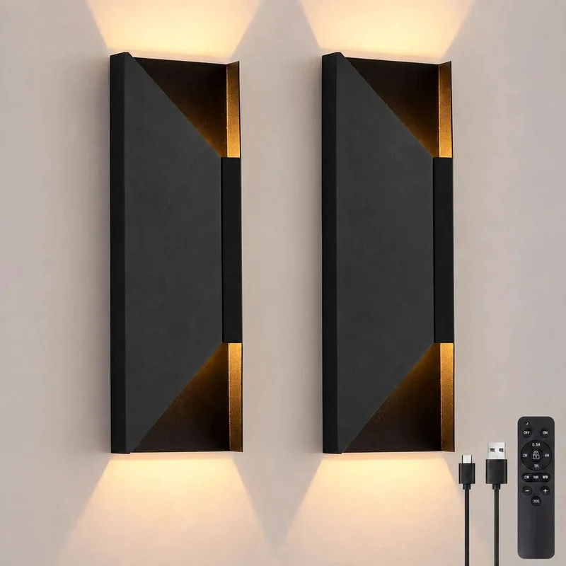 Cordless Wireless Wall Sconces Set Of Two Rechargeable Battery Wall Lights Zero Hassle Wiring Rental Ready Modern Design Smooth Rollout Warm Glow Perfect For Apartments Bedrooms Hallways And Everyday Spaces