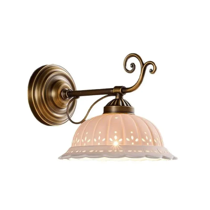 Premium Nine Inch Antique Brass Ceramic Wall Sconce Featuring Floral Cutout Designs For Killer Room Vibes And Top Shelf Bedroom Lighting Fixtures