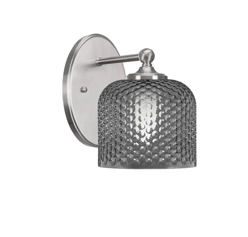 Pro Grade Brushed Nickel Wall Sconce With 6 Inch Smoke Textured Glass E26 Led Friendly Base Quick Setup No Hassle Install Stylish Indoor Lighting Fixtures For Bathrooms And Bedrooms Adding A Fresh Glow To Any Room