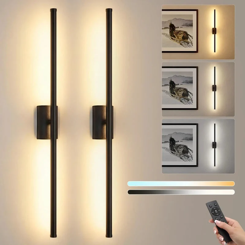 Battery Powered Wall Sconces Set Of 2 Wireless Light Fixtures No Drama Hanging Sleek Modern Accent Lamps For Renters Totally Chic DIY Setup Premium Ambient Glow Upgrade For Apartments And Bedrooms