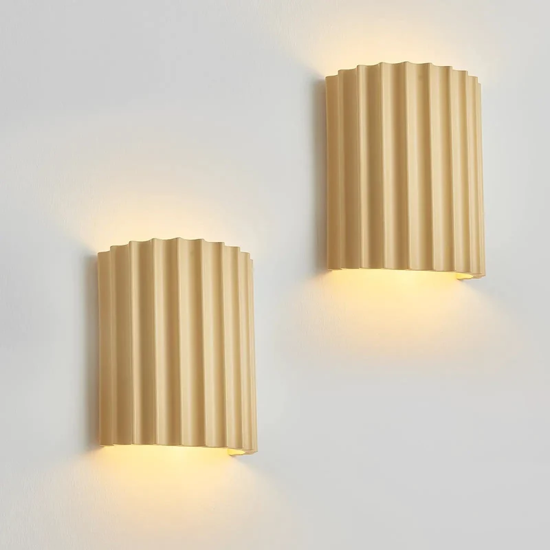 Kick Up Your Home Vibes With This Top Tier Pair Of Two Modern Cream Resin LED Wall Sconces Featuring Hardwired Up And Down Lighting For Indoor Spaces Delivering Smooth Ambient Glow And Seamless Everyday Decor