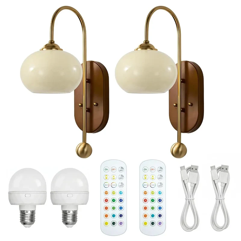 Premium Wireless Vintage Wall Sconces Two Pack Rechargeable Battery Powered Indoor Lighting Featuring A Massive 5000 Mah Cell For All Night Glow And Dead Simple Installation That Takes Zero Sweat To Put Up