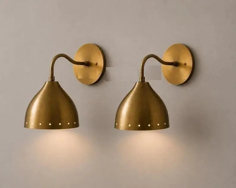 Mid Century Modern Brass Wall Sconces Set Of 2 Kick Start Your Home Refresh With Sleek Brass Finish And Simple Wall Mount Perfect For Bedrooms Living Rooms Hallways And Entryways Bringing Next Level Charm Throughout
