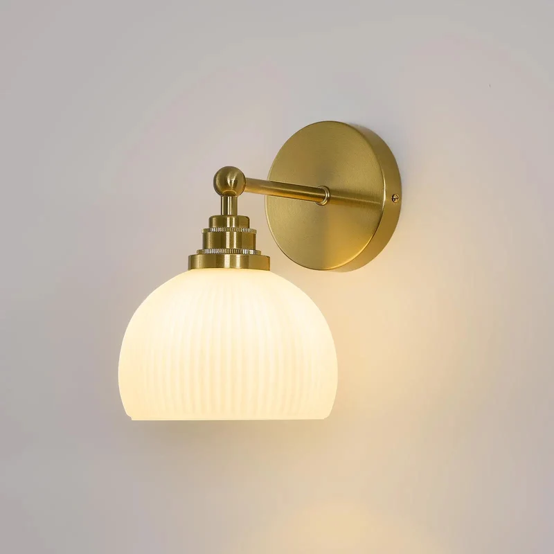 Slick Mid Century Wall Sconce Features Ribbed Milk Glass Globe And Solid Brass Base For Fresh Home Decor And Smooth Ambient Lighting That Looks Darn Fine Everywhere