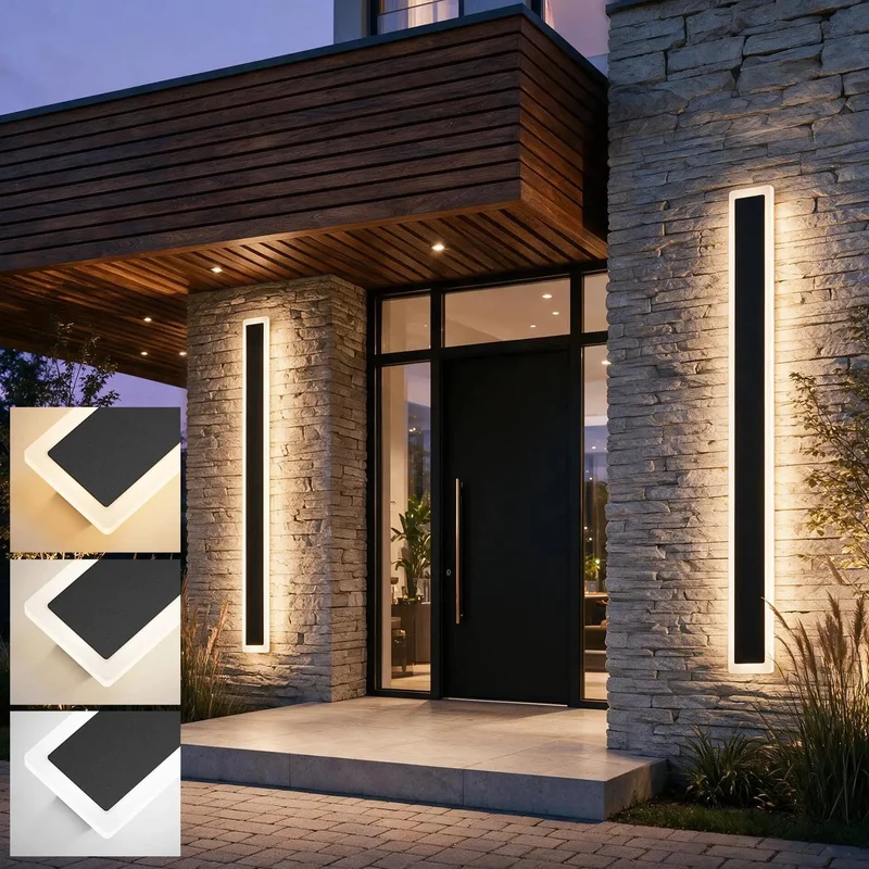 Pack Of Two Slick Black Led Wall Sconces For Exterior Use 23.6 Inch Long Linear Fixtures With 3Cct Adjustable Lighting High Performance And Blazing Bright For Garage Porch And Entryway