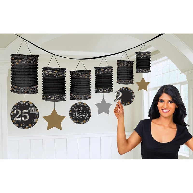 Lantaarnslinger personaliseerbaar Sparkling Celebration goud/zilver/zwart