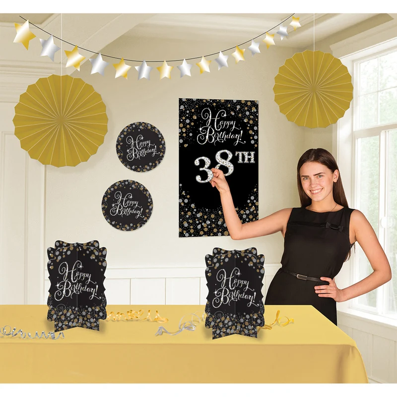 Decoratie set personaliseerbaar Sparkling Celebration goud/zilver