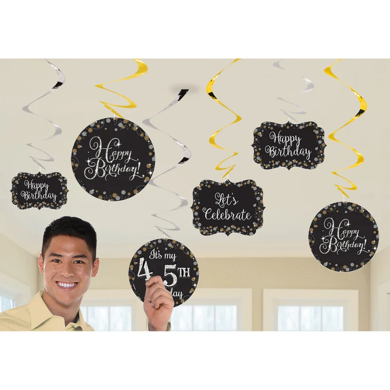 Hangdecoratie Swirl personaliseerbaar Sparkling Celebration goud/zilver