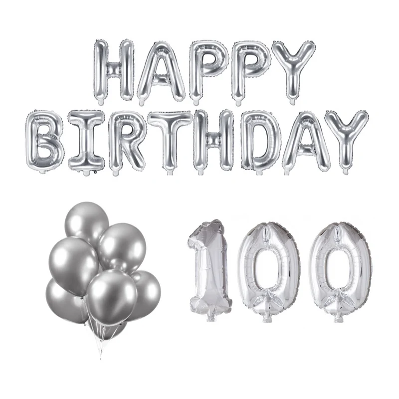 100 jaar Verjaardag Versiering Ballon Pakket zilver