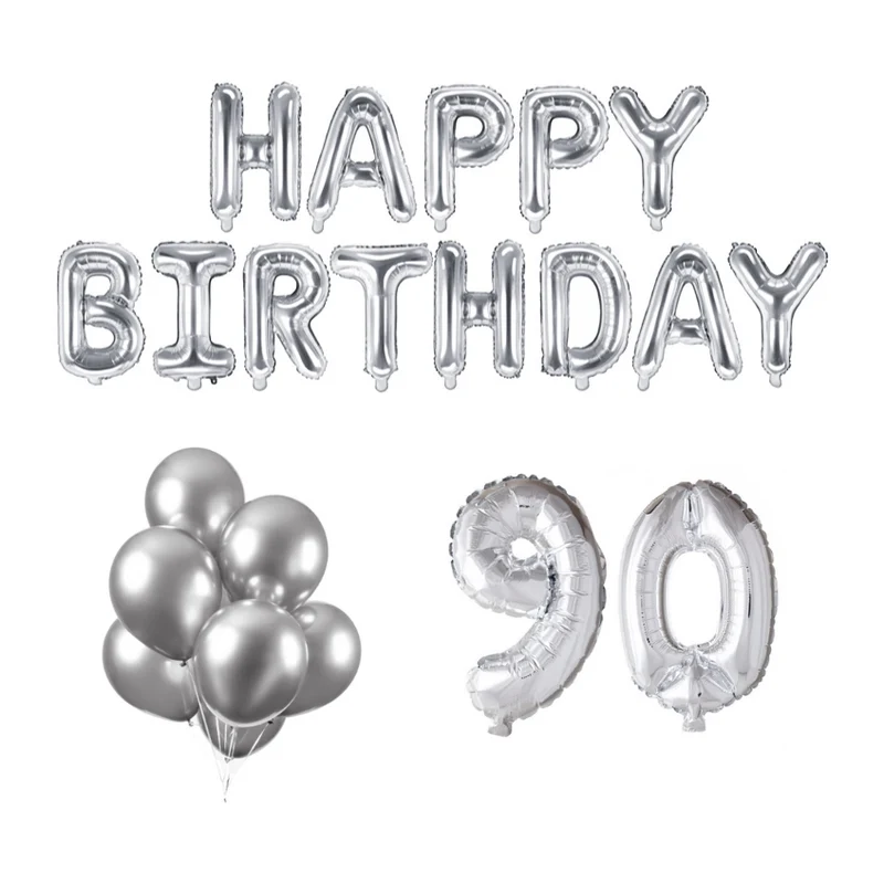 90 jaar Verjaardag Versiering Ballon Pakket zilver