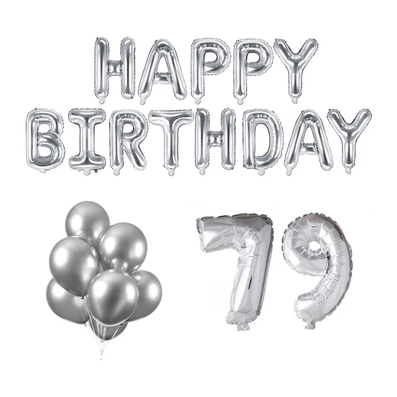 79 jaar Verjaardag Versiering Ballon Pakket zilver