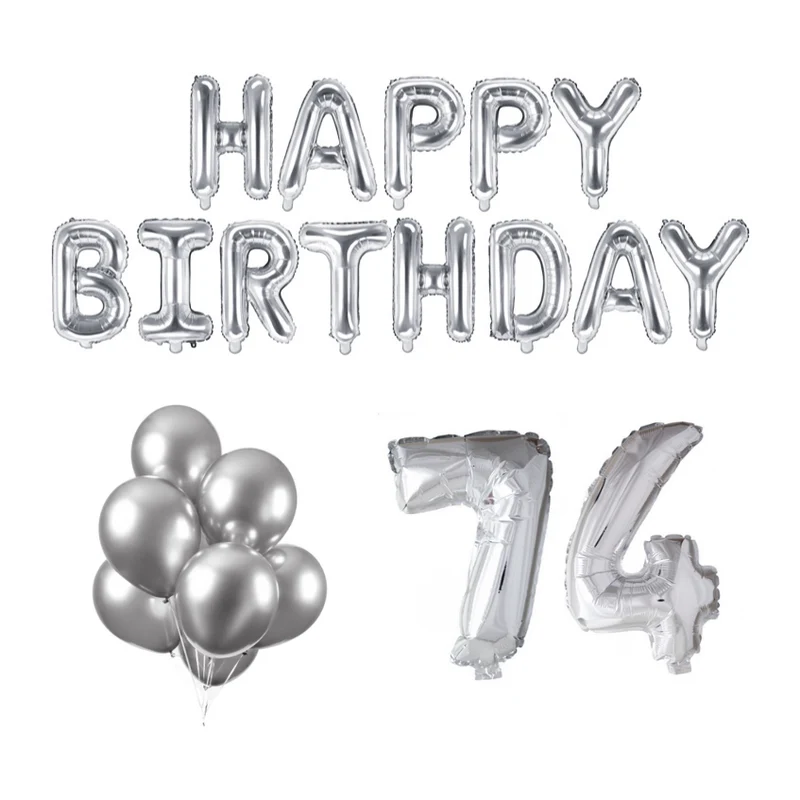 74 jaar Verjaardag Versiering Ballon Pakket zilver
