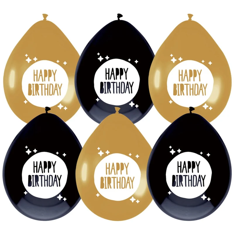 Ballonnen Festive Gold Happy Birthday 6st