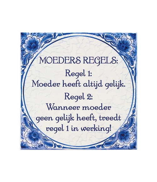Tegel Delfts blauw - Moeders regels