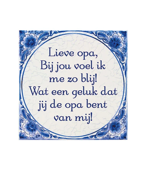 Tegel Delfts blauw - Lieve opa