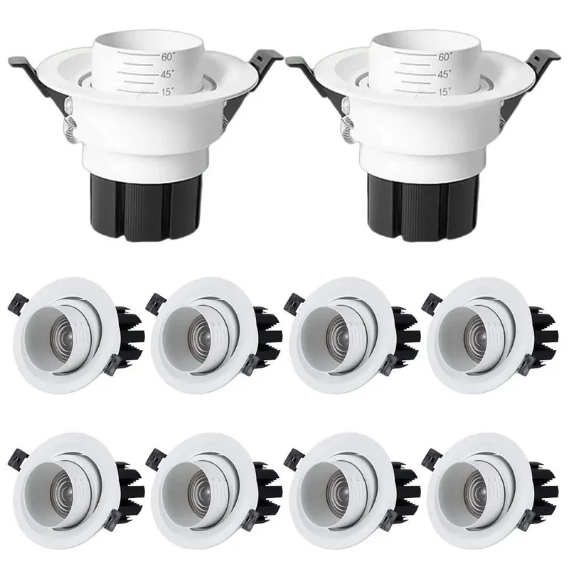10 Pack 4.5 Inch Gimbal Led Recessed Ceiling Lights Dimmable 10W Can Fixtures With Smooth Swivel Dials Three Color Temp Options Baffle Trim Quick Snap Mount Top Tier Illumination CRI 90 Plus