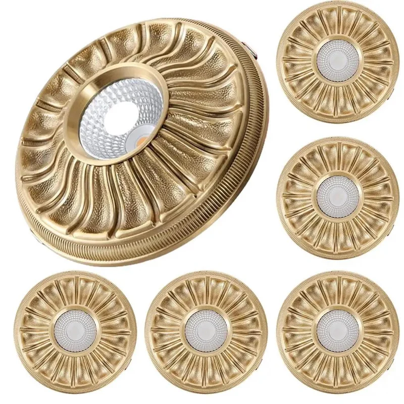 Heavy Duty 6 Pack 4.5 Inch LED Recessed Can Lights Featuring Slick Gold Brass Stripe Trim Smooth Dimming And 3000K To 6000K Custom Color Temp Zero Flicker Residential Fixtures