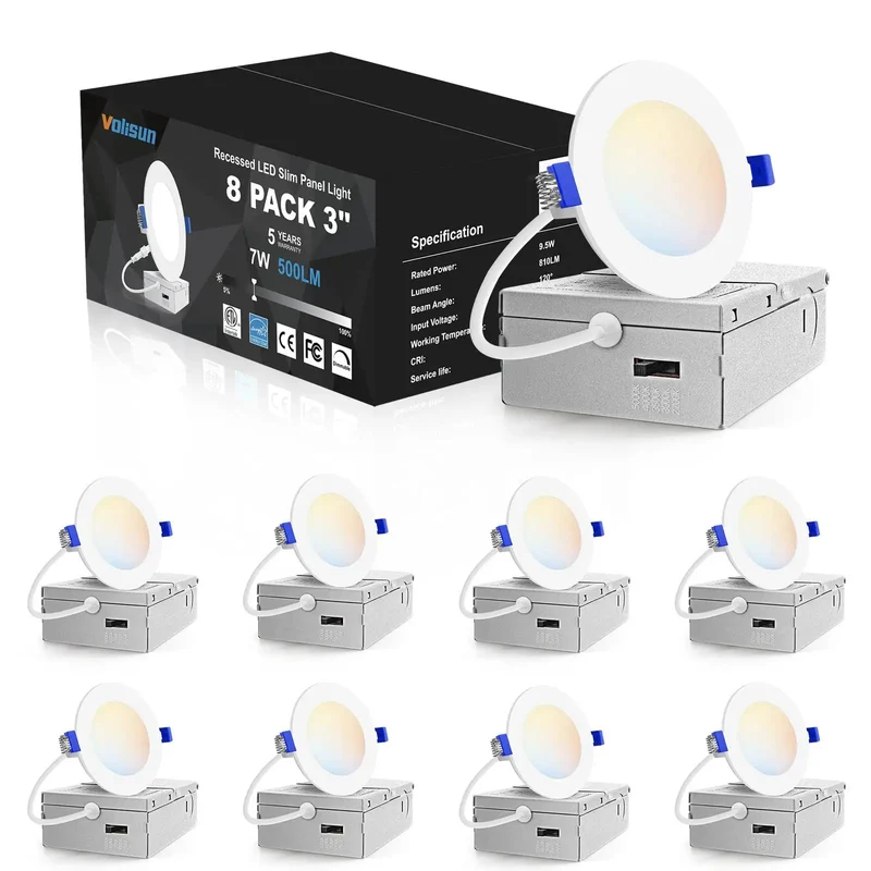 8 Pack 3 Inch Led Recessed Downlights With 5 Adjustable Color Temperatures And Fully Dimmable Controls For Zero Fuss Ceiling Swaps And Big Time Room Upgrades