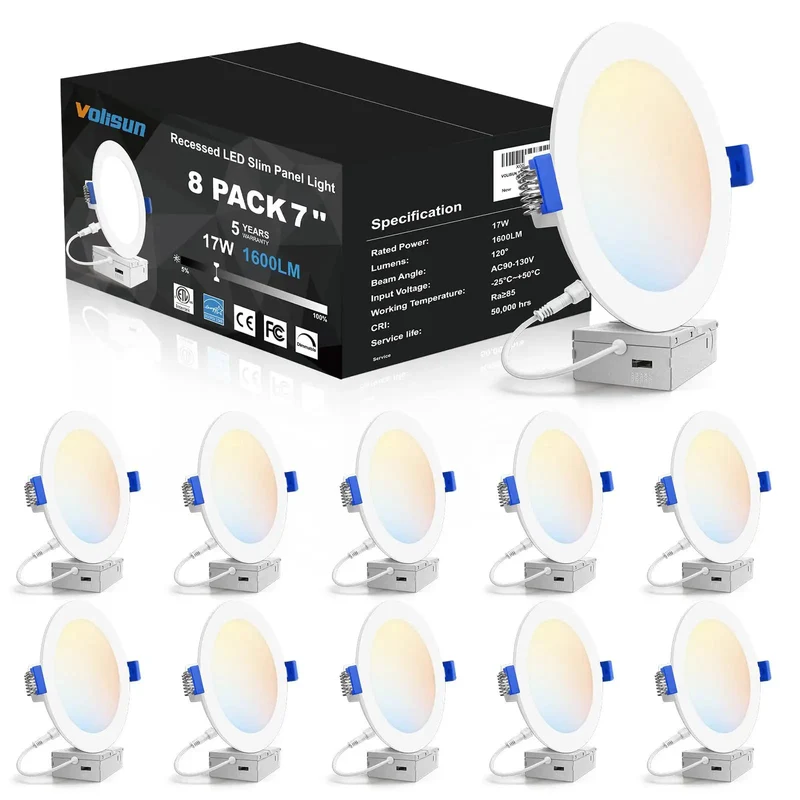 8 Pack 7 Inch Led Recessed Ceiling Lights Featuring A Slick Slide Switch For Flawless 5Cct Shifting From 2700K To 5000K To Nail Every Room Vibe While Delivering Hella Bright Output And Energy Saving Reliability