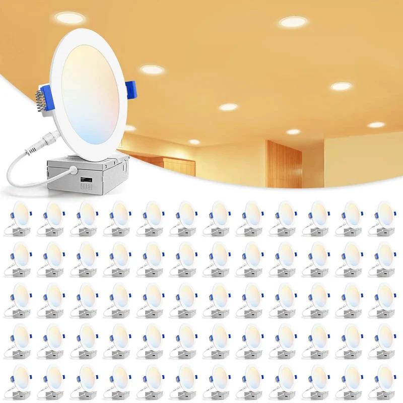 Top Shelf 6 Inch Recessed Ceiling Lights 60 Pack Featuring 5CCT Adjustable Color Temps And Smooth Ultra Thin Trim For Legit Bright Home Illumination In Every Room That Needs Reliable Lighting