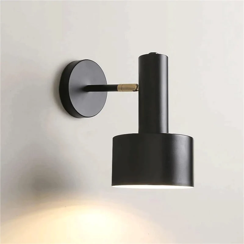 Modern Nordic Black Metal Wall Sconce Adjustable E26 Spotlight Bedside Reading Lamp Straight Up Industrial Accent Light Built Tough Minimalist Fixture For Bedroom Living Room Hallway