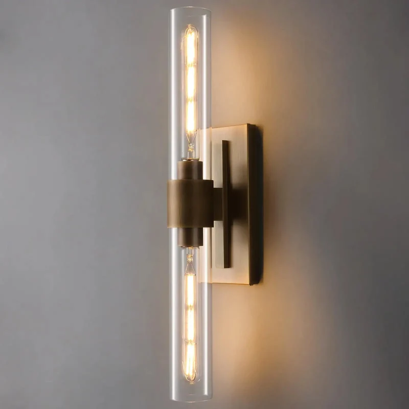 Hardwired Solid Brass Wall Sconce With Knockout Art Deco Style And Damn Fine Dimmable Illumination For Living Rooms And Bathrooms Featuring Thick Glass Shade With Bulb Included