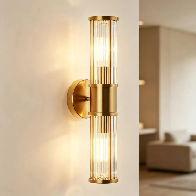 Klighten Modern Hardwired Wall Sconce With Brushed Brass Finish And Dimmable E26 Bulbs Included For Bathroom Vanity Lighting 3000k Warm White Eco Friendly Elegant Design Home Decor Fixture