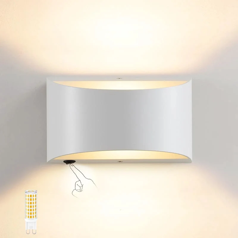 Modern White Led Wall Sconces With Built In Switch Hardwired Interior Lighting No Sweat Setup Contemporary Room Accent Dead Simple Operation Top Shelf Build Quality Smooth Lines