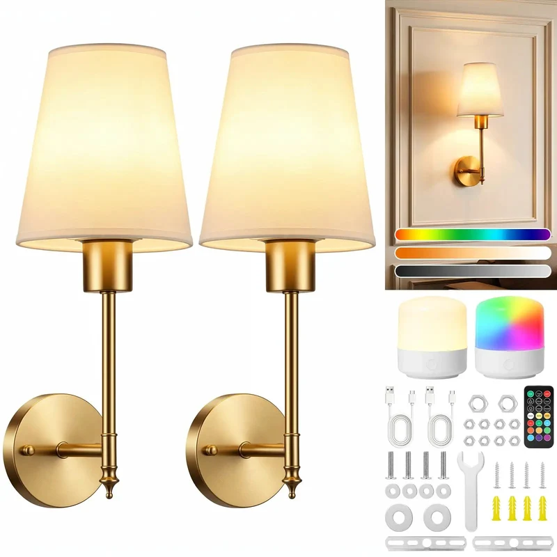 Wireless Battery Powered Wall Sconce Set Of Two With Remote No Sweat Plug And Play Mounting For Bedrooms Dropping Slick Killer Ambient Light For Cozy Spaces