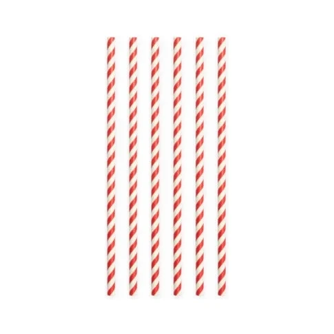 Papieren rietjes rood, wit, 20 stuks