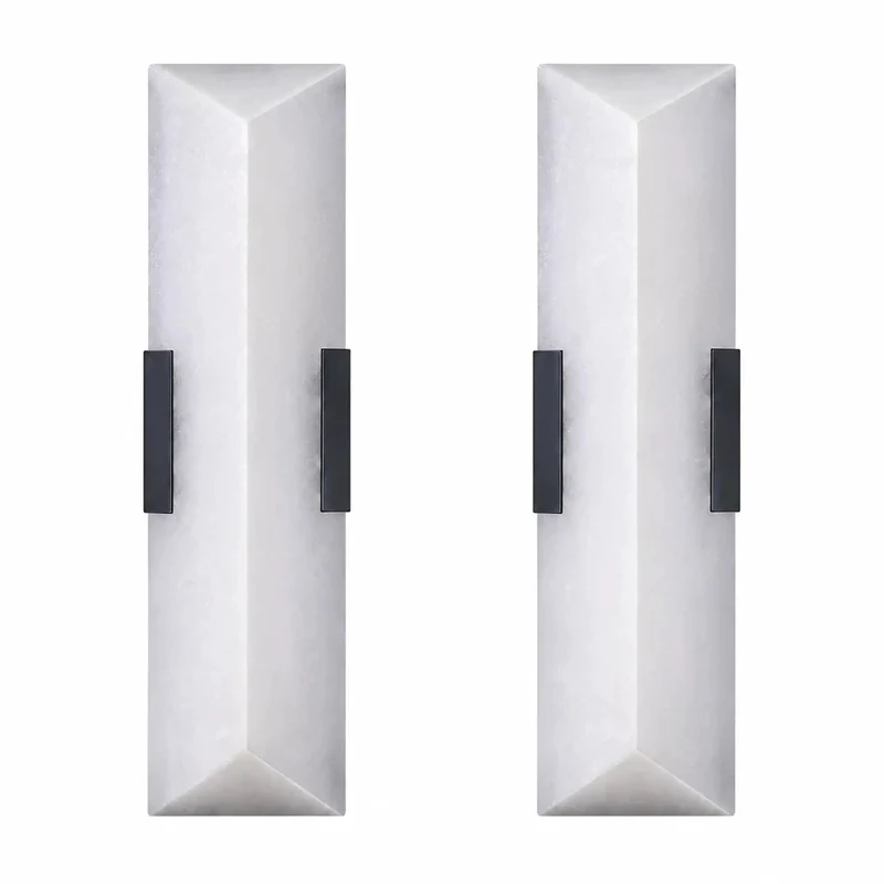 Hella Stylish 20 Inch Wall Sconces With Real Alabaster Marble Shades And Matte Black Metal Frames Totally Cool Farmhouse Bathroom Vanity Lighting 2 Pack Fully Dimmable Warm Glow Fixtures