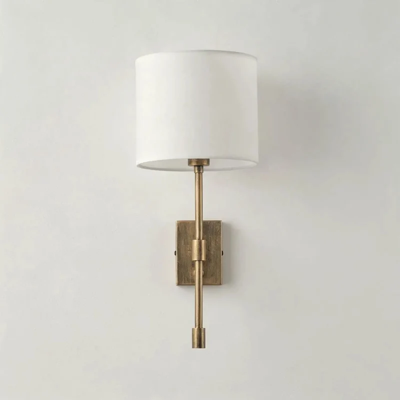 Vintage Brass Wall Sconce With Distressed Finish And Quality Fabric Shade Ideal For Bedside And Indoor Settings Add French Country Swag To Your Wall Decor With This Durable Iron Fixture That Gets Your Vibe