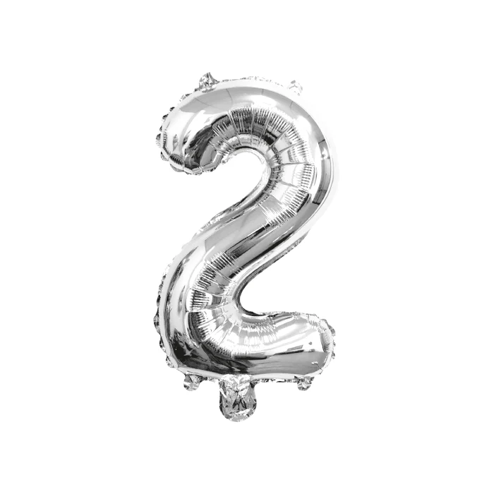 Folieballon cijfer 2 zilver - 70 cm