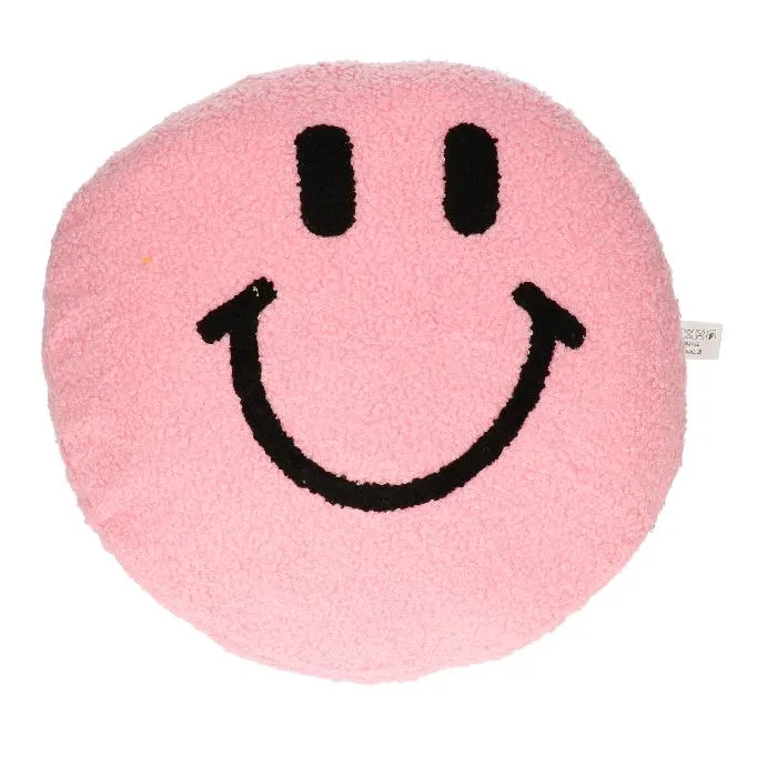 Kussen smiley teddy roze 33cm