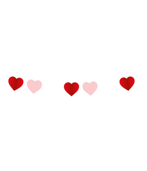 Slinger papier hartjes rood/roze/wit